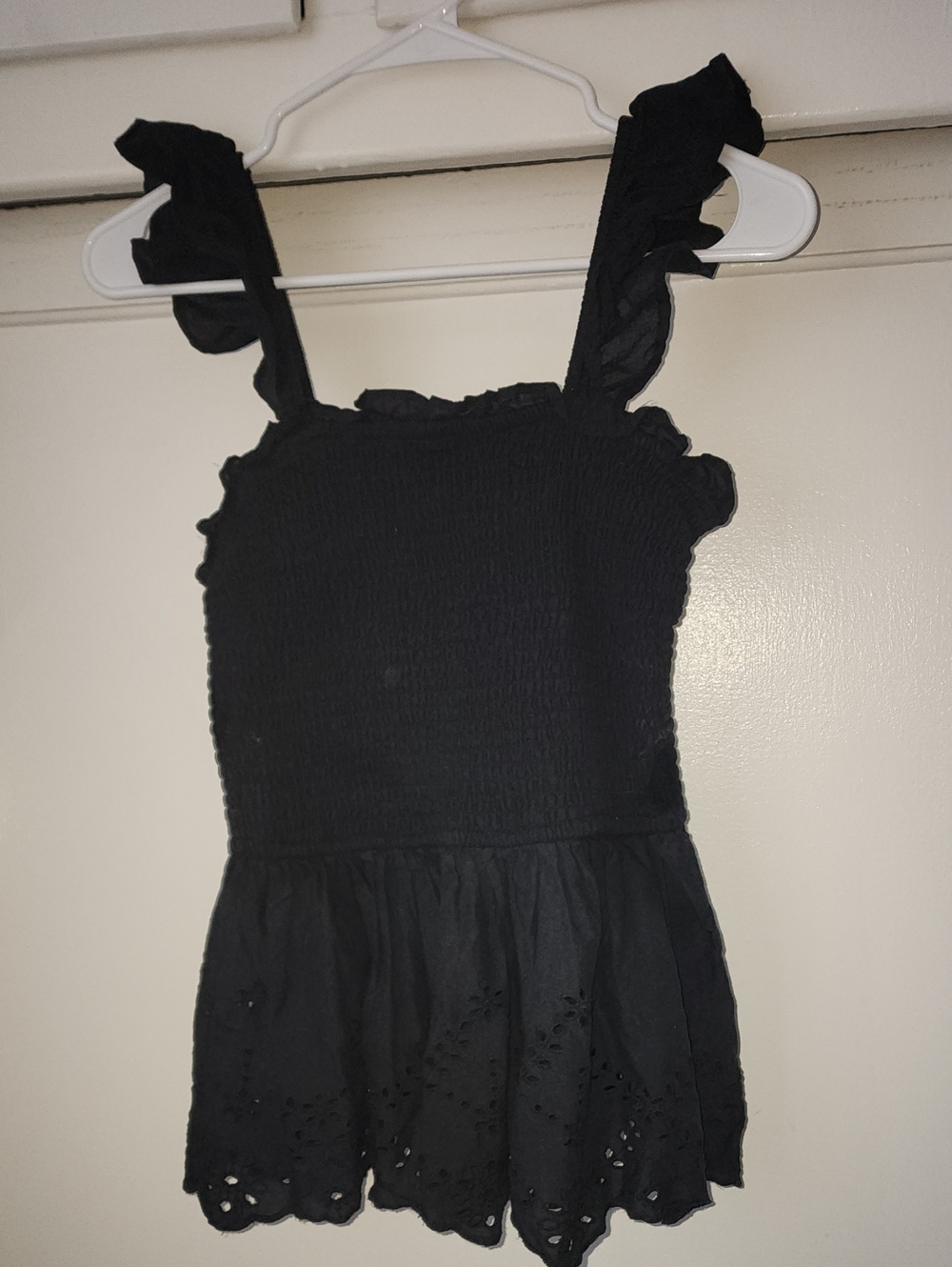 Smocked Black Ruffle-Strap Top - Effortless Everyday Tee